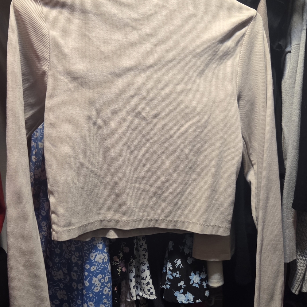Wild Fable Beige Ribbed Zip-Up Top - Picture 4 of 4
